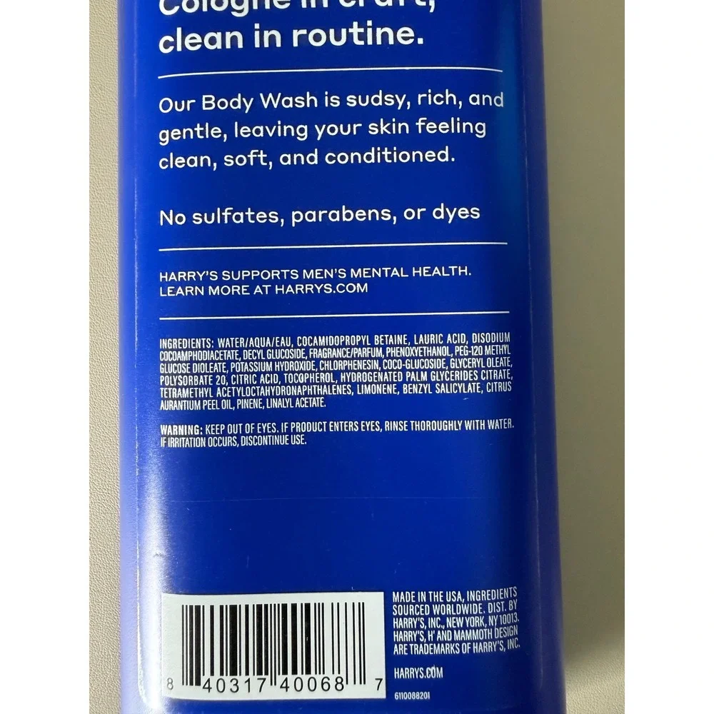 Harrys Stone Body Wash Charcoal and Lime 18 fl oz Mens Sulfate Free Shower Gel